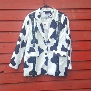 Cow Print Blazer Fresh Animal Print K Pop Style Jacket Women's L